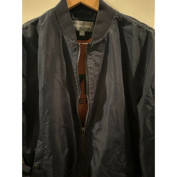 Michael Kors Midnight Blue Men's Zipper Down Bomber Style Jacket Size M - Picture 8 of 10